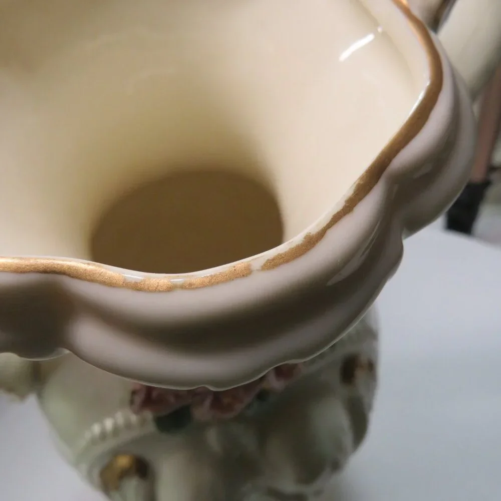 Cottagecore Angel Floral Rose Vase • Heavy Ceramic • 5.5” tall